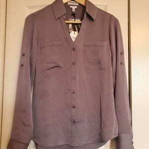 Express Portofino Grey Textured Button Up